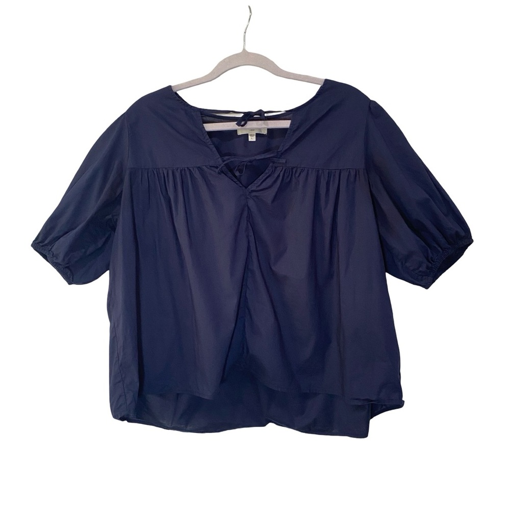 Habitual navy babydoll double tie puff sleeve‎  top size L